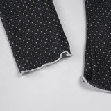 Purpdrank  Y2k Sexy V Neck Long Sleeve Polka Dot Edible Tree Fungus Sheer T-Shirts