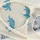 Purpdrank  Casual Cartoon Turtle Knitting Shoulder Bag Hollow Large Capacity Beach Bag Knitted Beige Brown Underarm Bag Vacation