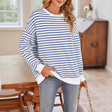Purpdrank  Women's Oversized Casual Striped Guard Top Autumn Winter New Style Europe And US Fashion Loose Fit Sweatshirt