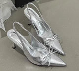 Purpdrank  Fashionable Pointed Toe Shallow Mouth New High-heeled Shoes Summer Elegant Buckle Decorated Stiletto Black Women's Shoes