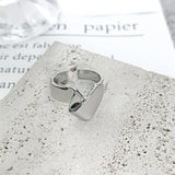 Purpdrank - Punk Geometric Irregular Liquid Lava Waterdrop Shaped Open Rings For Women Vintage Silver Color Metal Rings Personality Jewelry