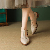 Purpdrank  New Women Sandals Pointed Toe Thick Heels Genuine Leather Pumps Office Spring Summer Fashion Concise Slingbacks Shoes Woman