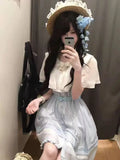 Purpdrank  New Lovely Japanese Style Patchwork Dresses Short Sleeve Kawaii Sweet Button Bow Dress Summer Women Fashion Cute Slim Clothes