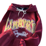 Purpdrank  Women's American-Style Blockbuster Hip Hop Fashion Foaming Letter Hooded Sweater Vintage Hong Kong Chic Coat New