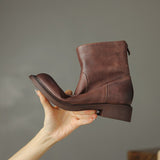 Purpdrank - Women Ankle Boots Thick High Heels 2023 New Autumn Winter Office Lady Genuine Leather Shoes Woman Retro Style Black Boots Women
