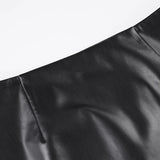 Purpdrank  Sexy Pu Leather Asymmetrical Super Mini Skirts With Shorts Y2K Slim Low-Wiasted Button Bodycon Skirts Women Summer Fashion