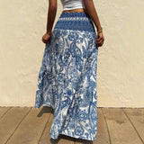 Purpdrank   New Bohemian-style Printed Half-length Skirt for Women's Vacation Casual Wear Skirts