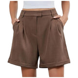 Purpdrank  Women's Solid Tailored Shorts High Waist Pleated Wide Leg Rolled Hem Casual Office Summer Shorts Casual Loose Fit Suit Pants