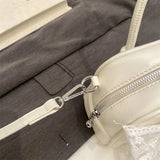 Purpdrank  Mini Boston Shoulder Crossbody Bags For Women Lace Bowknot Round Top-handle Bag With Heart Pendant 2025 Designer Handbags