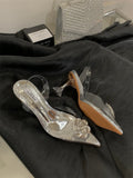 Purpdrank  Summer Women's Shoes Branded Pumps Transparent Stiletto High Heels Pointed Toe 2025 Sweet Sandals Ladies Fashion Bridal Crystal