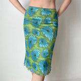 Purpdrank  Large Size Women's Clothing Sexy Retro Contrasting Color Printing Design Hip-wrapped Skirt Slim and Versatile