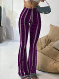 Purpdrank  Autumn Winter Y2k Trousers Casual Fashion Long Pants Tight Casual Tight Vintage Sexy Stripe Female Clothes Chic Flare Pants