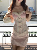 Purpdrank  New Korean Style Sexy Women 2 Piece Sets Deign Elegant Lace Patchwork Y2k Tops + Slim Skirts Fashion Female Hottie Sweet Outfits