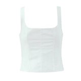Purpdrank  White Cotton Spliced Embroidery Lace Wood ears V neck Camisole Camis Women Summer Tank Tops Side Zipper Girl Slim Crop Top
