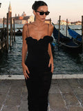 Purpdrank  Sexy Tight Ruffly V-neck Women's Dresses Spring New Sleeveless Backless Slim Suspender Dress Female Vintage Lady Holiday Robe