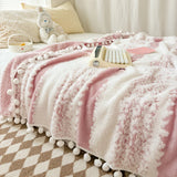 Purpdrank  1pc two-color jacquard star velvet Dream Talk ball blanket,  comfortable and breathable, dopamine color series, festival gift