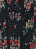 Purpdrank  Sexy Women Black Flower Print Spliced Mesh Bra Corset style Mini Dress Slim Waist Party Skater Bow Lacing up Sling Robe