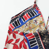 Purpdrank  French patchwork V-neck sleeveless summer new women's fashion slim fit printed camisole MIDI dress