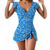 Purpdrank  Summer Bikini Women Full Coverage Sexy Backless Solid Deep V Swimming Swimsuit Sexy Bikini Swim Dress Trend Plus Size