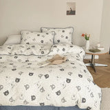 Purpdrank  Cotton four-piece set of aerobic double yarn cotton skin-friendly quilt cover small floral bed linen bed cover set