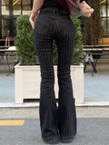 Purpdrank  Y2K Striped Skinny Flare Jeans for Women Autumn Winter Fashion Streetwear Casual Female Daily Work Wear Long Pants