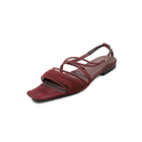 Purpdrank   New Summer Fashion Women Sandals Natural Leather Plus Size 34-41 Cowhide Microfiber Sheepskin Open Toe Buckle Women Shoes