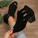 Purpdrank  Sandals Black Shoes for Women Block Heels Square Toe Big New Beige Boot Summer Chunky Girls High Velvet Fashion