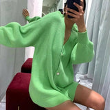 Purpdrank  Women's Candy Colored Casual Cardigan Sweater Coat Loose Fit ort Outerwear Faionable Ladies' Knitwear