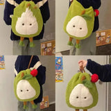 Purpdrank  Cute Cartoon Apple Shoulder Bag Lovely Cartoon Apples Backpack Crossbody Bag  Plush Large Capacity Schoolbag Plush Shoulder Bag