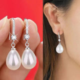 Elegant and Fashionable Women's Water Drop Imitation Pearl Earrings Red and White Round Oval Wedding Jewelry Birthday Gifts