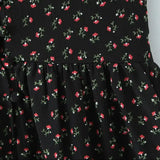 Purpdrank  Sexy Black Floral Chiffon Sling Dress Women Front Open Buttons V neck Ruffles Hem Short Dresses Femme Mini Vestidos Robe