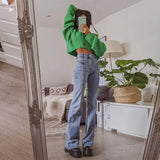 Purpdrank - Retro Five Pointed Star Straight Women Jeans European and American Style Design Slim Fit Leg Length All Match Pants