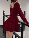 Purpdrank - Autumn and Winter New Sexy Velvet Dresses Women Long Sleeve Mini Dress For Girls Cute Clothes Party Outfits Femme