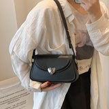 Purpdrank  Loving Heart Buckle Crossbody Bags For Women Luxury Designer Handbags Silver Color Small Shoulder Underarm Phone Bag