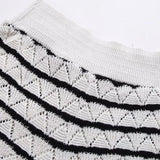 Purpdrank  Spring New Women's Fashion temperament casual versatile striped short knitted short sleeved tight shorts set