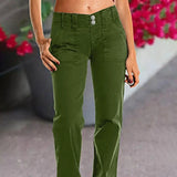 Purpdrank  Women's Fashion Denim Trousers Straight-Leg Double Button Detail Style Women's Clothing