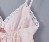 Purpdrank  Sexy Pink Spliced Embroidery Lace Deep V neck Mini Sling Dress Women Adjust Bow Ribbon Back Backless Party Robe Holiday
