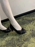 Purpdrank   French Vintage Butterfly Knot Single Shoes Women's 2026 New Thick Heel Mary Janes Versatile Commute High Heels Summer Rubber
