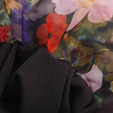 Purpdrank  Sexy Women Black Flower Print Organza Strapless Dress Hem Ruched Swing BUD Party Skater Mini Short Robe