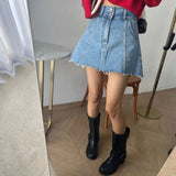 Purpdrank  Spring Summer Vintage Women's Denim Short Skirts 2025 New High Waist Patchwork Casual A-line Sexy Mini Skirts Female