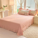Purpdrank  Fashion Flower Bedding Set Bed Sheet Cute Princess AB Double Sided Ruffle Flower Quilt Cover Pillowcase Bedclothes Home Textiles