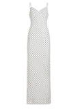 Purpdrank  Sexy Polka Dot Print V-Neck Slip Maxi Dress French Chic Sleeveless Backless Slim Bodycon Long Dress Elegant Women's Dress