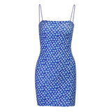 Purpdrank  Summer Floral Print Bodycon Dress Women 2025 Strap Ruched Backless Orange Sleeveless Mini Party Dresses Beach