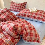 Purpdrank  New Style Yarn-dyed Washed Pure Cotton Checkered Quilt Cover Spring Skin-friendly and Breathable Duvet Cover 220x240