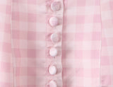 Purpdrank  Sexy Pink Gingham Plaid Low Waist Mini Tank Dress Women Open Buttons Neck Backless Ruched Hem Swing Sleeveless Dresses Vestidos