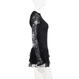 Purpdrank  Dark Solid Patchwork Lace A-Line Dress Sexy Slim O-Neck Long Sleeve Mini Dresses For Women Autumn Spring Fashion Ladies