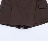 Purpdrank  Spring Summer Cargo Low Waist Shorts Skirts for Women Safari Short Trousers Side Pockets  Casual Street Bottom Deep Brown