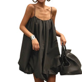 Purpdrank  Summer French Elegant Black Loose Sling Women's Dress