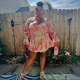 Purpdrank  Europe Temperament Women's 2025 Early Spring New Flared Long-sleeved Lace Ruffled Flower Print Dress