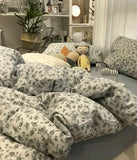 Purpdrank  European american rustic beding set,single double gray cotton twin full queen home textile flat sheet pillow case duvet cover